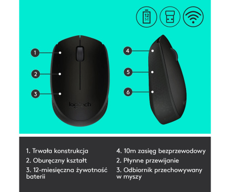NOWA Myszka bezprzewodowa Logitech B170 (Czarna)