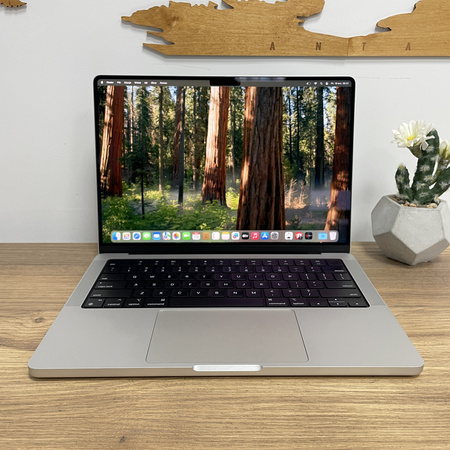 Apple MacBook Pro 14/ A2442/ 2021/ M1 Pro (10CPU/16GPU)/ 16GB RAM/ 512GB SSD/ Silver/ Bateria 99%/ Klasa A-