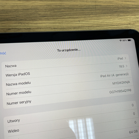 Tablet Apple iPad Air 4/ 10.9"/ A2072/ 64GB/ WiFi + Cellular/ 2020/ Space Gray/ 2360x1640/ Bateria 100%/ Klasa A